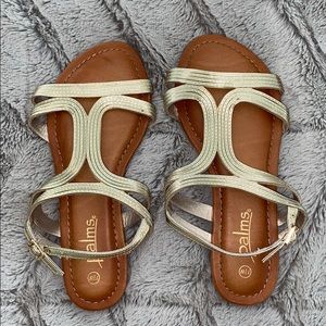 NWOT Strappy Gold Sandals